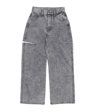 WEGO 【SMサイズ展開】サイドカットデニムストレートパンツ ブラックその他