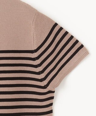 ANY クロップド丈ガーターニット モカベース×ブラックライン