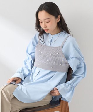 earth music&ecology ＳＥＴ２点パールビスチェ＋シャツ Gray