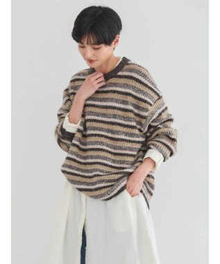 AMERICAN HOLIC グラデーションボーダーニットプルオーバー Black