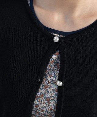 Tiaclasse L 【洗える】ミラノリブ編みが大人上品なリボンニットカーディガン ブラック