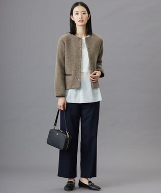 J.PRESS LADIES 【洗える】ANASTASIA milled セミワイド パンツ ネイビー系