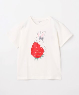 ANY KIDS 接触冷感 ミラクルプリント Tシャツ ホワイト×イチゴ