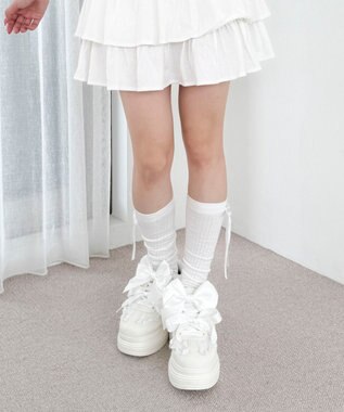 WEGO ダブルリボンフリルスニーカー ホワイト