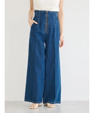 earth music&ecology フロントジップデニムパンツ Medium Indigo