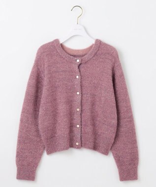 ANY SIS 【前後着用可】スパークルシャギー カーディガン ピンク