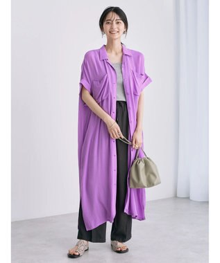 AMERICAN HOLIC 楊柳Ｗポケット開襟ワンピース Pink