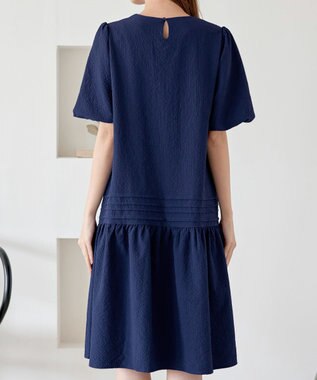 Tiaclasse L 【洗える】リップルピンタックワンピチュニック ネイビー