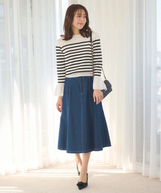 Feroux 【洗える】袖フレアニット プルオーバー ホワイト系1