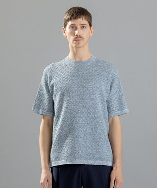 JOSEPH HOMME ドライコットンリンクス　半袖ニット サックスブルー系