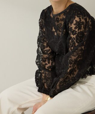 AMERICAN HOLIC 前後２WAYシアーレースブラウス Black