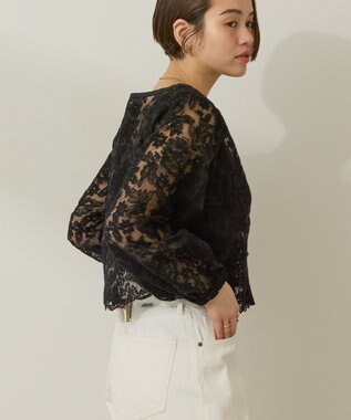 AMERICAN HOLIC 前後２WAYシアーレースブラウス Black