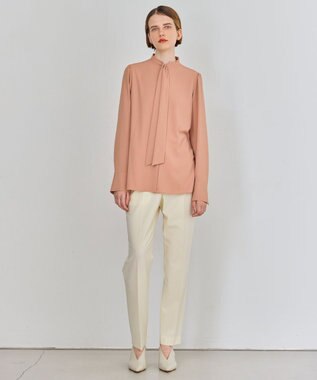 BEIGE， 【WEB限定・洗える】MIRABEAU / 2WAYストレッチボウタイブラウス D Nude