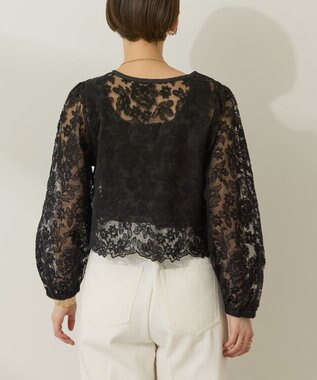 AMERICAN HOLIC 前後２WAYシアーレースブラウス Black