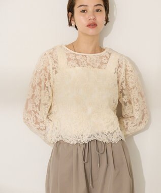 AMERICAN HOLIC 前後２WAYシアーレースブラウス Ivory