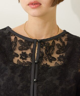 AMERICAN HOLIC 前後２WAYシアーレースブラウス Black