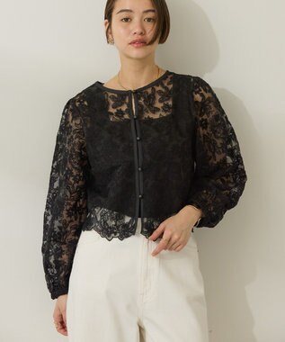 AMERICAN HOLIC 前後２WAYシアーレースブラウス Black