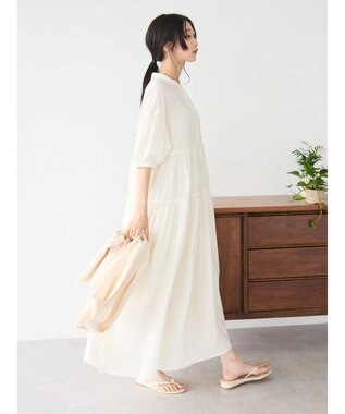CRAFT STANDARD BOUTIQUE インド綿ティアードマキシワンピース Ivory
