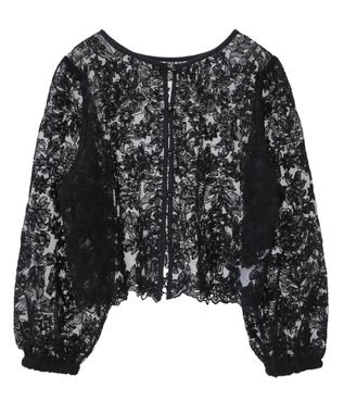 AMERICAN HOLIC 前後２WAYシアーレースブラウス Black