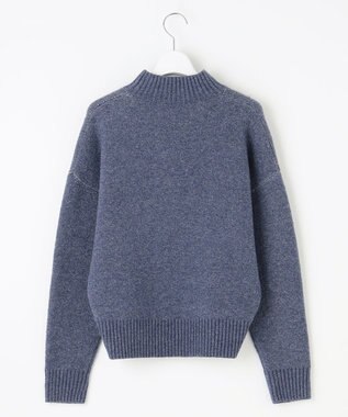 Feroux 【洗える】リボン柄ハイネック プルオーバーニット ラベンダーブルー