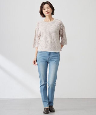 J.PRESS LADIES 【洗える】クロッシェ ニット グレージュ系