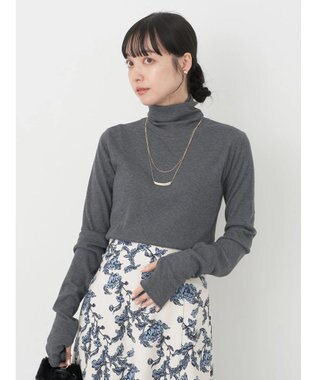 earth music&ecology ＴＲウールブレンドタートルネックプルオーバー Dark Gray