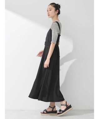 earth music&ecology ベルト付きパネルラインワンピース Black