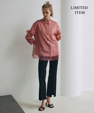 ICB 【WEB限定・洗える】キュプラハイパワーストレッチ セミフレアパンツ ブラック系