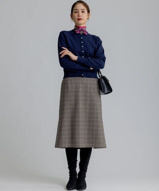 組曲 L 2WAYウォームストレッチ チェックスカート ベージュ系3