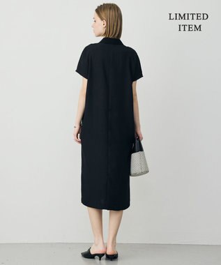 ICB 【先行予約・WEB限定】FluidBackSatin ニット衿シャツワンピース ブラック