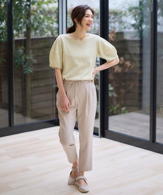 ANY シャーリングランタンスリーブトップス アップルグリーン