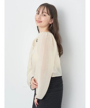 earth music&ecology シアーパイピングシャツ Ivory