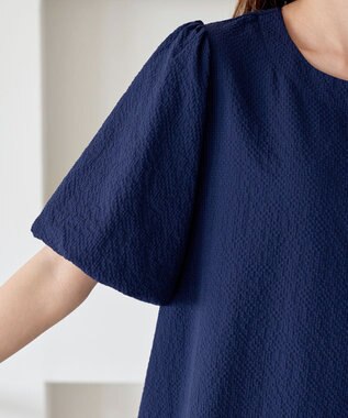 Tiaclasse L 【洗える】リップルピンタックワンピチュニック ネイビー