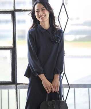 J.PRESS LADIES S ジョーゼットジャージー カットソー ネイビー系