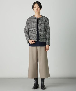 J.PRESS LADIES メルトンジャージー Vネック カットソー ネイビー系