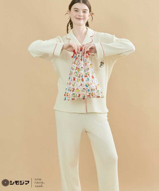 une nana cool MADE WITH シモジマ 【綿100%】開襟ワッフルパジャマ ライトベージュ