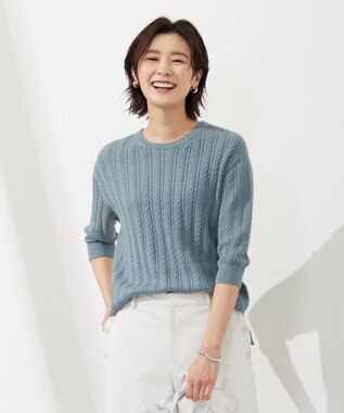 J.PRESS LADIES L 【洗える】 TSUBOMI WG ニット スモーキーグリーン系