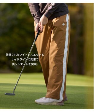 PW CIRCULUS 【WOMEN】サイドラインストレートワイドパンツ ゴルフウェア レディース ベージュ系