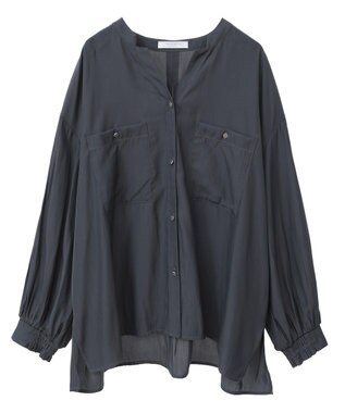 Green Parks サラフレブラウス（無地） Charcoal Gray