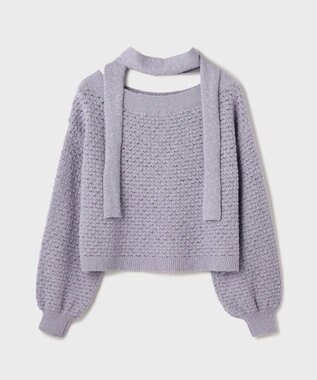 GRACE CONTINENTAL メッシュオーバーニットトップ ラベンダー