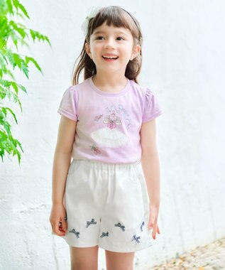 ANY KIDS ひんやりクール リボンショートパンツ オフホワイト