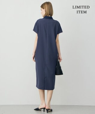 ICB 【先行予約・WEB限定】FluidBackSatin ニット衿シャツワンピース ダルブルー