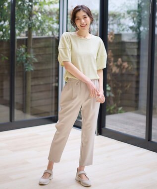 ANY シャーリングランタンスリーブトップス アップルグリーン