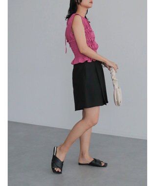 Green Parks タック入りジャガードキュロットパンツ Black