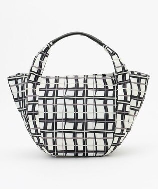 Y'SACCS 総柄プリントミニトートバッグ ブラック（チェック柄）