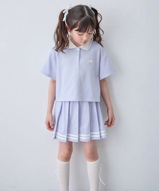 ANY KIDS 【洗濯機可能/吸汗速乾】ドライタッチ プリーツスカパン サックスブルー