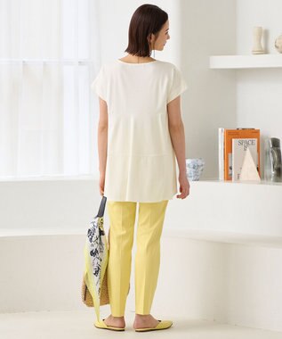 自由区 【XSサイズ~/洗える】ドレーピーポンチフレンチスリーブ カットソー アイボリー系