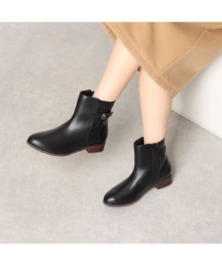 ing <ing>【レイン対応】【防滑・防水・防寒】ベルトデザインショートブーツ ブラックコンビ