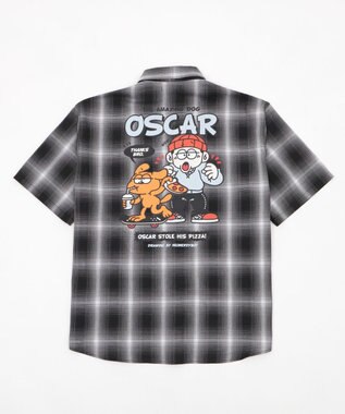 WEGO 【ユニセックス着用ITEM/MLサイズ展開】イラストオンブレチェックシャツ（SS） ブラックチェック1