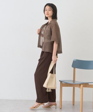 AMERICAN HOLIC シアーショート丈開襟シャツ Brown